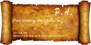 Perlberg Arikán névjegykártya